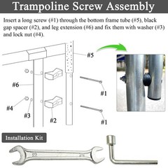 12 PCS 3.7″ Trampoline Screws & Bolts, Anti-Loose Replacement Parts + Tools