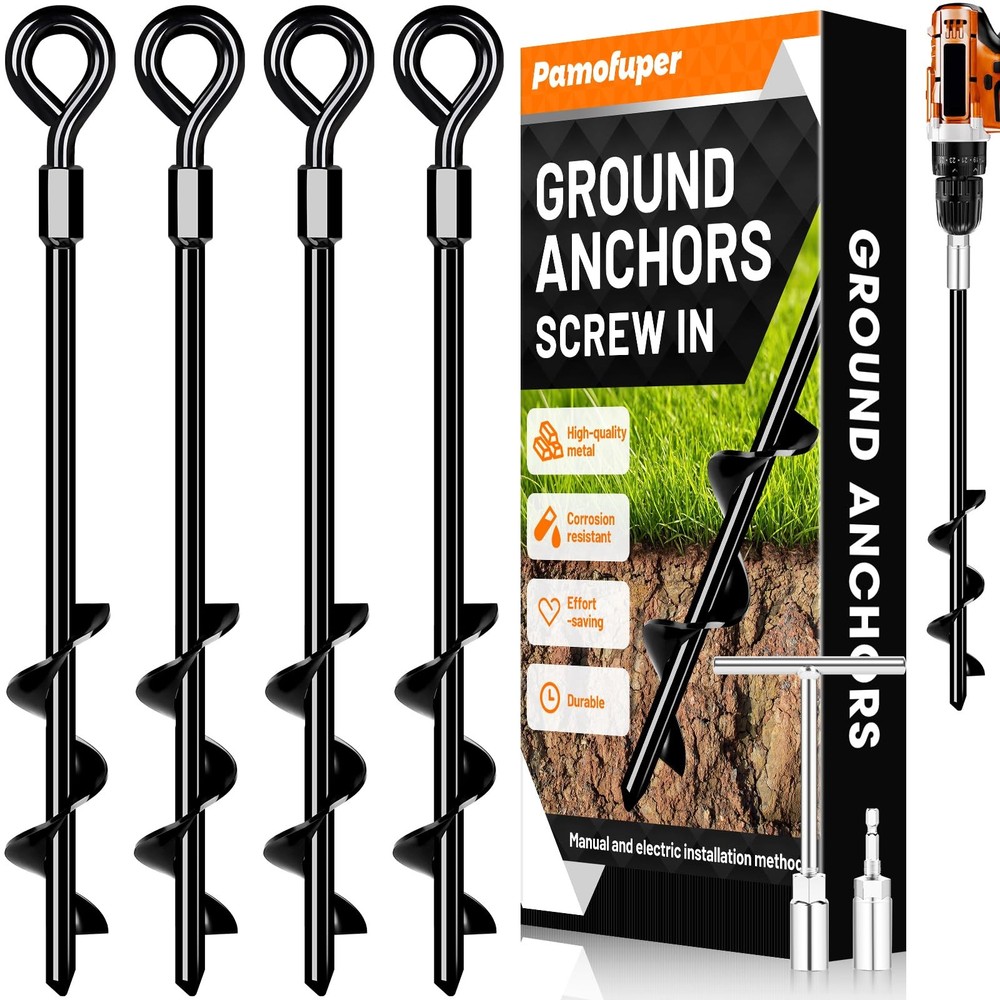 Ground Anchors Screw in Trampoline Anchors Heavy Duty Ground Anchors,Tent Sta…