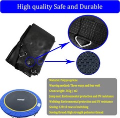Trampoline Mat 12ft Diameter 10 Row Stitching Longer Lasting Hook & Gloves