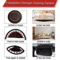 40″ Folding Mini Trampoline Fitness Indoor Exercise Rebounder with Handle Red