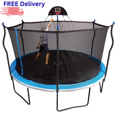 Sportspower Bounce Pro 14ft Trampoline with Enclosure Safety Net Basketball Hoop