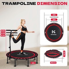 K KENSONE 48″ Foldable Rebounder Trampoline for Adults with Bungee, 550 LBS Q…