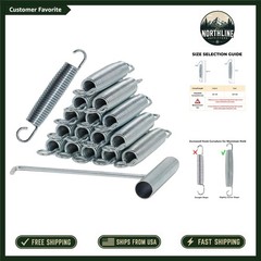 Superior Elasticity 7-Inch Trampoline Springs Set of 16 – T-Hook Tool Included