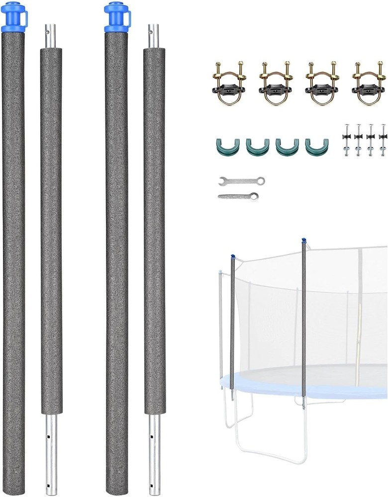 Universal Trampoline Replacement Enclosure Poles Accessories with Clamp | and