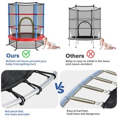 55″ Trampoline Kids Toddler Trampoline w/ All-round Safety Enclosure Net Blue