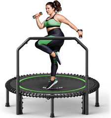 BCAN 48″ Exercise Rebounder Trampoline with Handle Quiet & Stable Bungees 550Lbs