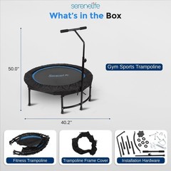 40″ Mini Trampoline Adults Fitness Trampoline W/ Reinforced Springs Workout