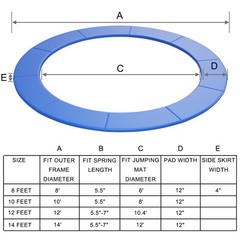12FT Trampoline Replacement Safety Pad Bounce Frame Waterproof Spring Cover Blue