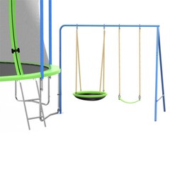 12FT Trampoline for Kids w/ Safety Enclosure Net & Basketball Hoop & Swings