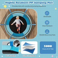 5 FT Trampoline for Kids w/ Safe Guardrails Foamed Handle No Gap Design Blue