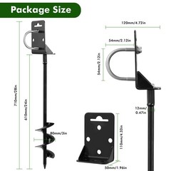 Ground Anchors Screw in – 4 Pack Spiral Tent Stakes Heavy Duty with Drill Socket