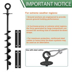 Ground Anchors Screw in – Heavy Duty Trampoline Anchors/Stakes Black