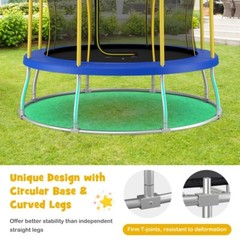 10′ Kids Enclosure Net Unique Flower Shape Trampoline w/Galvanized Steel Frame