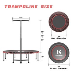 48″ Low-Impact Rebounder Trampoline for Adults with Bungee, 550LBS Quiet Mini…