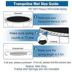 12FT 14FT 15FT Trampoline Mat 12FT|127″ Wide|72 V-Rings | Fits 5.5″ Springs