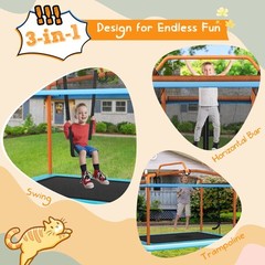 Topbuy 3-in-1 Kids Trampoline w/ Swing & Horizontal Bar 6FT Outdoor Indoor