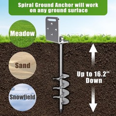 6 Pack 18″ Screw in Ground Anchors Trampoline Anchors Kits 2.7″ Wide Spiral M…
