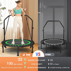 40″/48″ Foldable Mini Trampoline,Max Load 450Lbs/550Lbs Indoor Trampoline,With 4