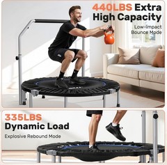 Fitness Rebounder with Adjustable Foam Handle, 330lbs Load