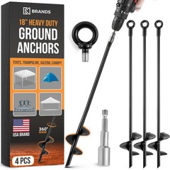 18” Heavy Duty Ground Anchors – Screw-in Earth Stakes for Tents, Sheds, Ca