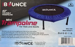 New Bounce 40″ Foldable Mini Trampoline Blue, 220 lbs, High Density Weave