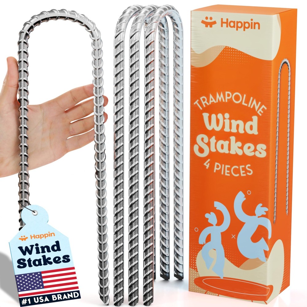 Ground Stakes Ultra Strong Trampoline Anchors U Shaped 4 Pack Silver Steel