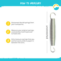 SkyBound Trampoline Springs 12pk (3.5″ to 8.5″ sizes) Thicker Steel Replacement