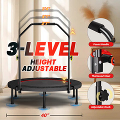 40-inch foldable trampoline with handle – high-grade – elastic – black