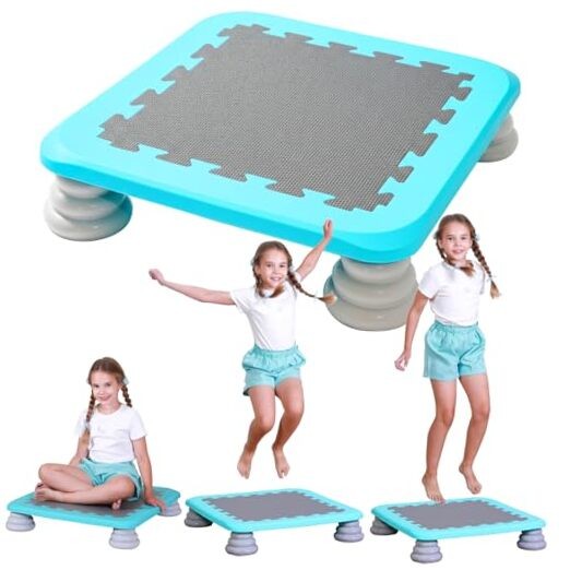 Mini Trampoline for Kids, 25 Inch Sensory Trampoline Bouncing Board with Blue