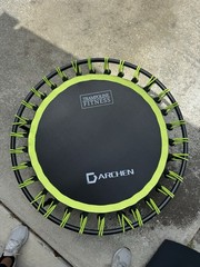 ARCHEN Fitness Trampoline Black/Green with Handlebar Steel Frame