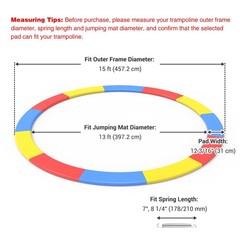 Xcceries 15FT Universal Replacement Trampoline Safety Pad PVC EPE Foam