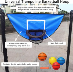 Trampoline Basketball Hoop, with Pump and 4 Mini Balls, Easy to Install, Univers