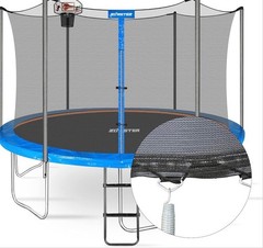 Trampoline Enclosure Net with Pole Cap Replacement for 6 Straight Poles 12’