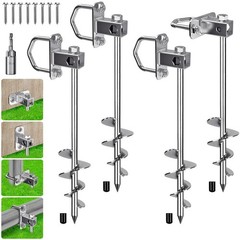 4 Pack 17″ Ground Anchors Screw in Trampoline Anchors Kits 2.8″ Wide Tapered …