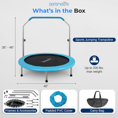 40″ Foldable Mini Trampoline for Adults – Compact Fitness Rebounder with Adjusta
