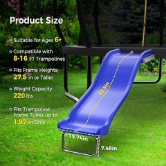 Plastic Trampoline Slide 8-16FT Blue Support