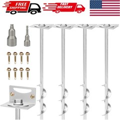 4 Pack 24″ Ground Anchors Screw in Shed 4 24 Inch Silver Earth