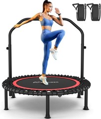 4 Level Adjustable Foam Handle and Resistance Bands,Adult Exercise Trampoline