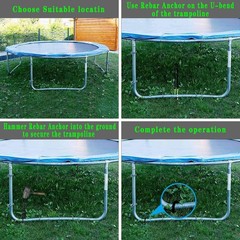 24 PCS 10 Inch Trampoline Stakes Heavy Duty U Shaped Rebar Ground Anchors