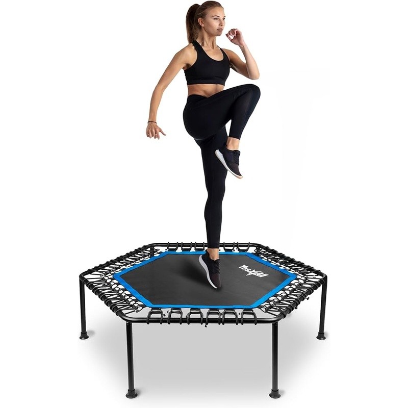Sturdy Hexagon Fitness Trampoline Cardio Workouts Non-Slip Base 350lbs Capacity