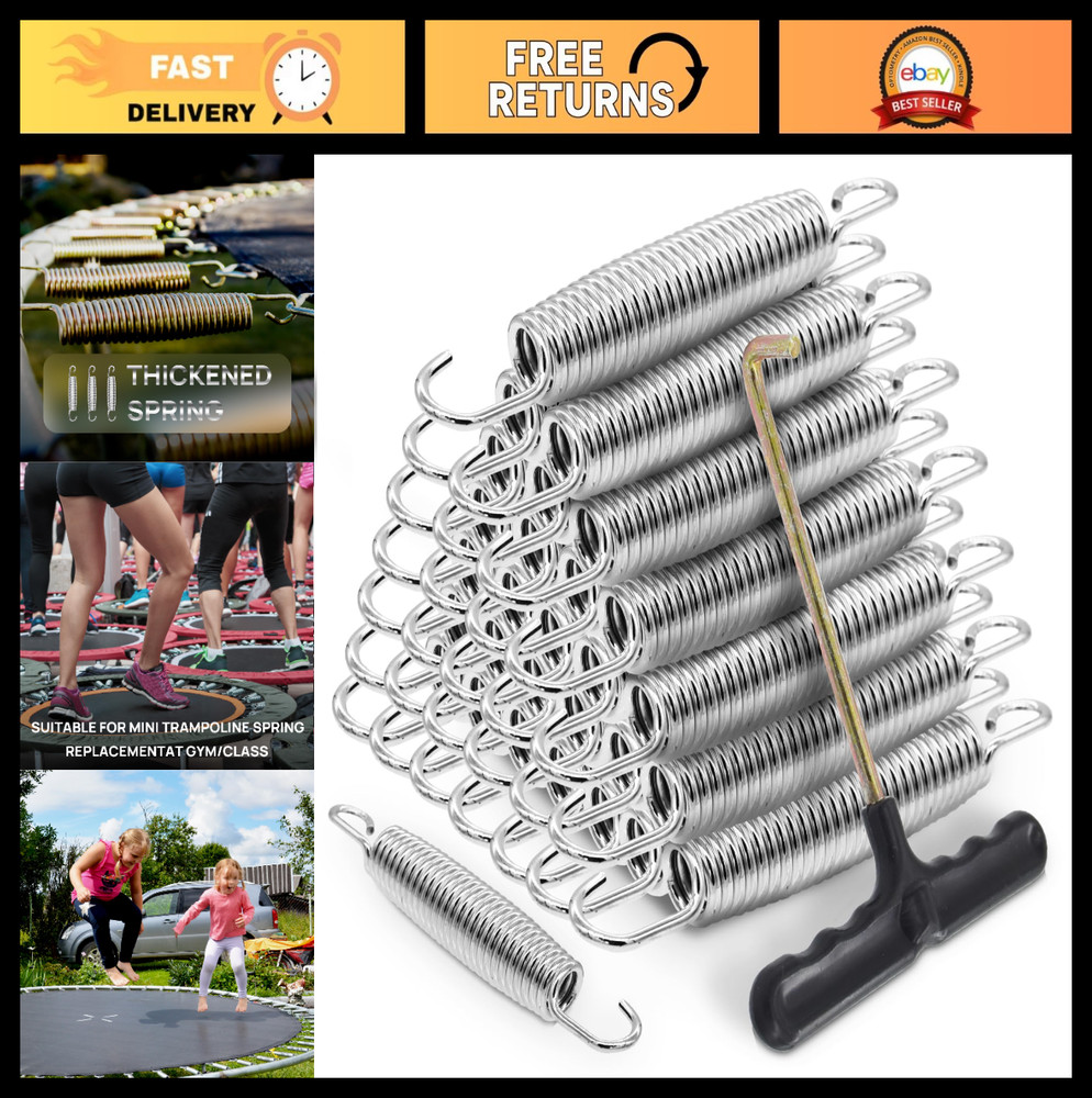 72 Heavy Duty Trampoline Springs Replacement Set – 72 Pieces T-Hook Stainless St