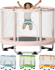 55 Inch Kids Trampoline with Safety Frame and Foam Padding Indoor Outdoor