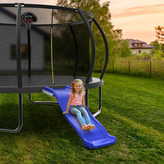 Heavy Duty Plastic Trampoline Slide with Support Frame for 8-16FT, Safer Outdoor