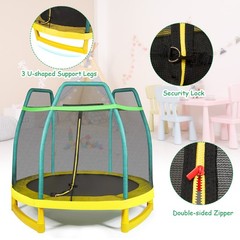 7FT Kids Trampoline W/ Spring Pad Safety Enclosure Net Indoor Outdoor Heavy Duty