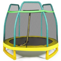 7FT Kids Trampoline W/ Spring Pad Safety Enclosure Net Indoor Outdoor Heavy Duty