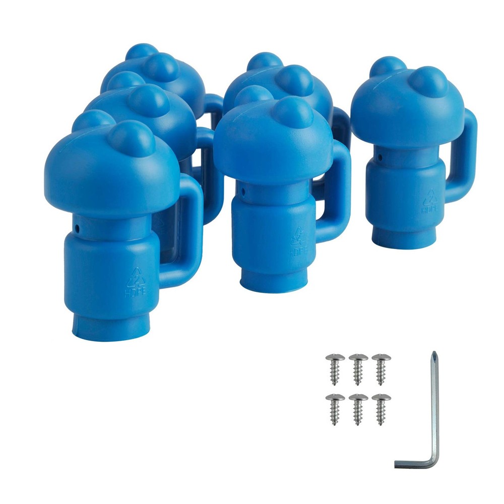 6 PCS 1.26 Inch 32mm Diameter Trampoline Enclosure Pole Cap Net Hook Blue
