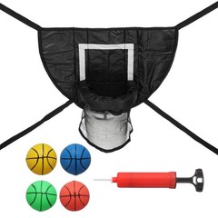 Trampolines Basketball Hoop, PVC Accessories with Pump & Mini Balls, Blue/Black