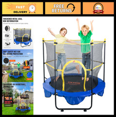 5FT Foldable Mini Trampoline for Toddlers – Indoor/Outdoor, Foam Handle, Fun Gif
