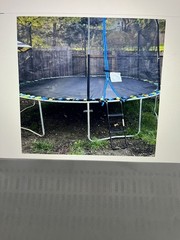 Trampoline Ladder with 3 Horizontal Wide Steps, Universal Hook, Black