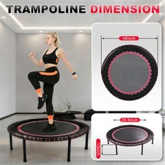 48in Springless FitnessTrampoline 450lbs Load Quiet Safe IndoorOutdoor Rebounder